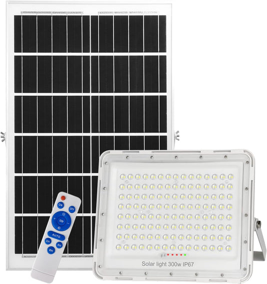 300W LED Solar Flood Lights, 24000Lumens Street Flood Light Outdoor IP67