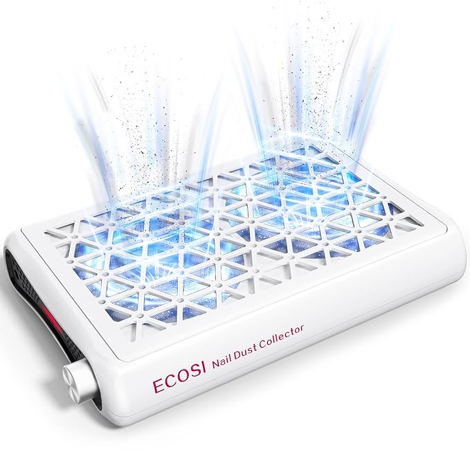 ECOSI Nail Dust Collector, Dual Turbo & 1600PA Professional Vacuum Fan Dust by ECOSI