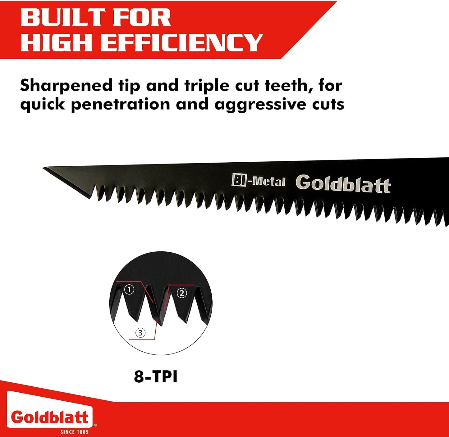 Goldblatt Folding Drywall Saw, 5-Inch Jab Saw for Wallboard, Plywood & PVC | Foldable 5-Inch Blade, Bi-Metal Blade, 8 TPI Triple-Ground Teeth, Faster Cutting, Sharp & Clean Cuts, Soft Grip Handle