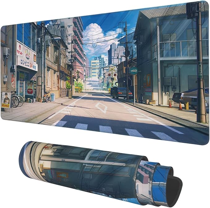 Desk Mat, Anime Summer Street Scenery Extended Gaming Mouse Pad Large, by KOAIWPAE