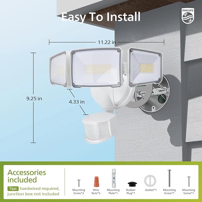 Philips 72W 7400LM LED Security Lights w/PIR Motion Sensor Outdoor, 5000K - Image 7
