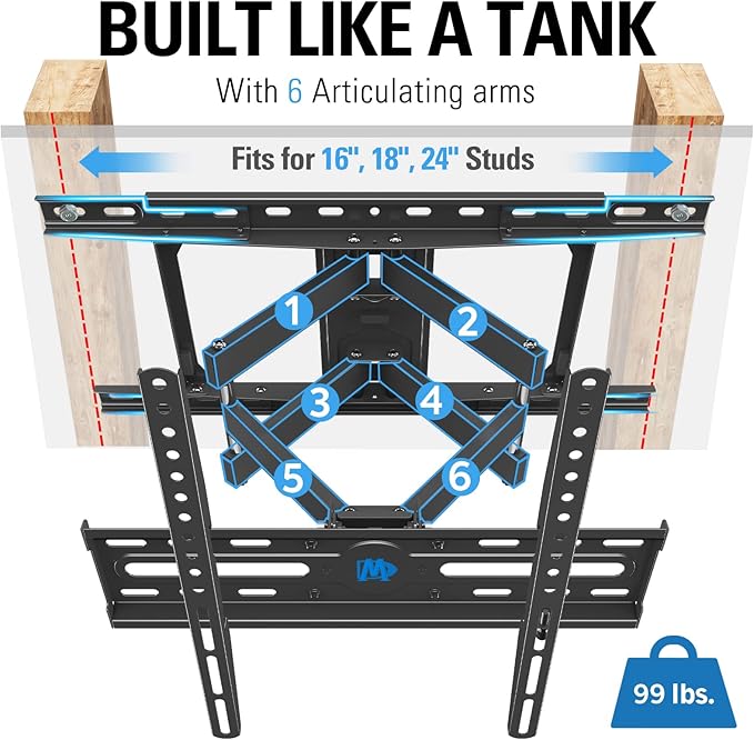 Mounting Dream TV Wall Mount for Most 32-65 Inch TV, Full Motion TV Mount - Image 2