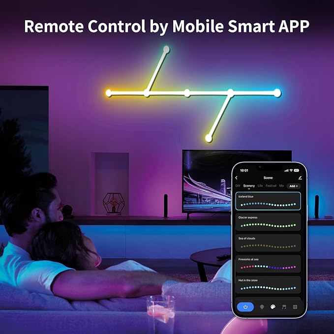 Phylosal Smart WiFi LED Wall Lights, 16M+ Color Dimmable Gaming Light Works - Image 5