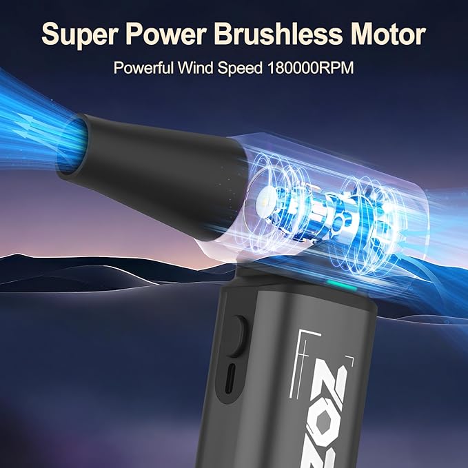 Compressed Air Duster, 180000RPM Powerful Cordless Electric Air Duster - Image 2