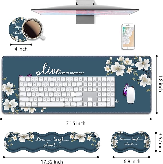 4 in 1 Ergonomic Keyboard Wrist Rest & Mouse Pad Wrist Rest Set, Large XXL - Image 2