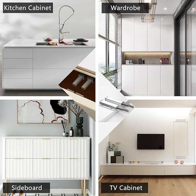 Double Push to Open Door Latch, 2 Pack Magnetic Push Latches, Adhesive Heavy - Image 6