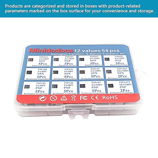12 Values 54 Pcs Darlington Transistors Bipolar Power Transistor TIP31C TIP32C - Image 7