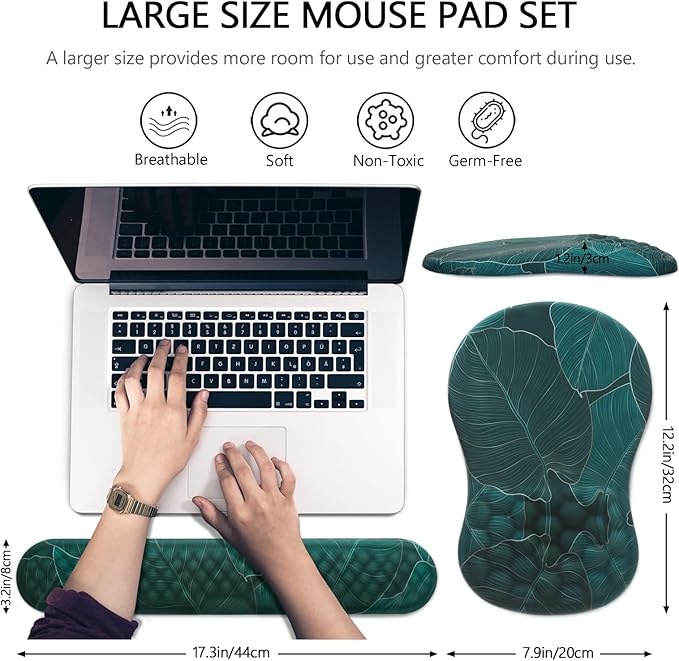 Mouse Pad Wrist Support, Laokiiy 2 in1 Keyboard Wrist Rest+ Ergonomic Mouse Pad - Image 5