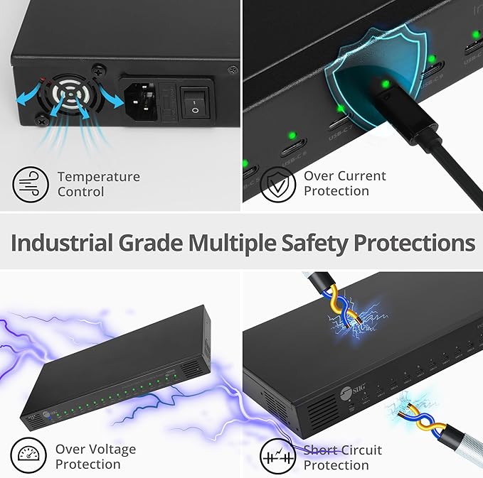 SIIG 16-Port Industrial USB-C PD Charging Station - 1000W - up to 10 USB-C 100W - Image 6