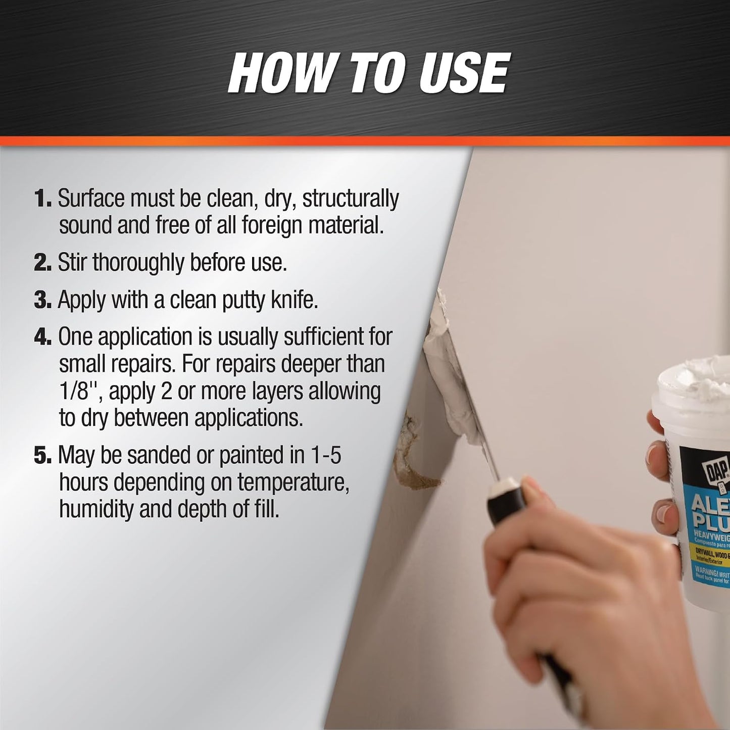 DAP Alex Plus Spackling, White, 32 Oz (7079818746)