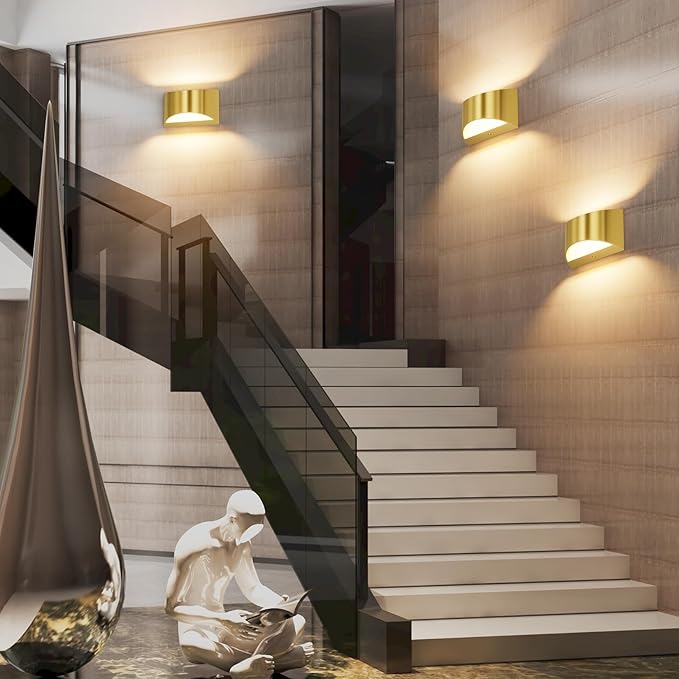 Aipsun Brushed Brass Wall Sconce Indoor Wall Lights Hardwired 1 Pack Up and - Image 4