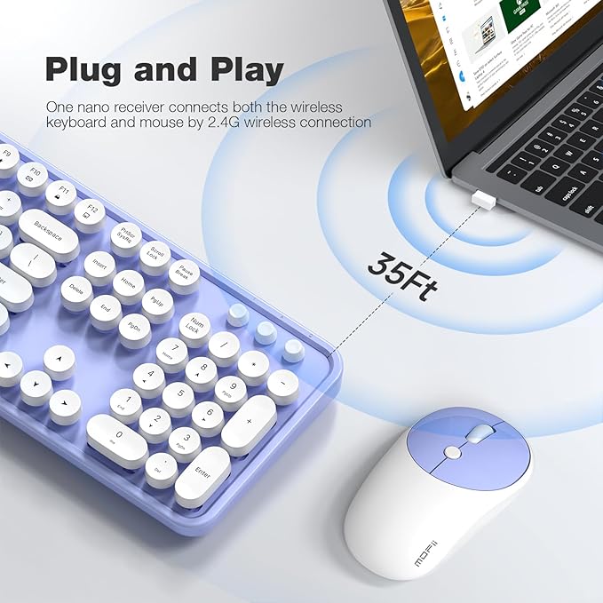 MOFII Wireless Keyboard and Mouse Combo, Computer Full Size 2.4G Plug and Play - Image 2