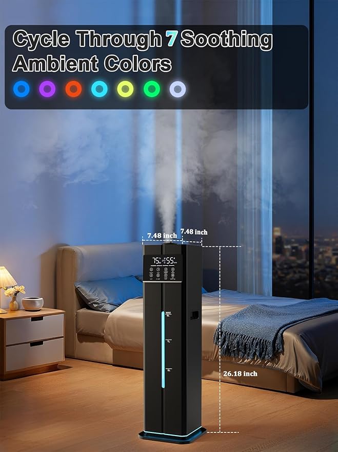 Zeova 9L/2.4Gal Smart Cool Mist Humidifier, Top Fill Quiet Humidifier Large Room - Image 7