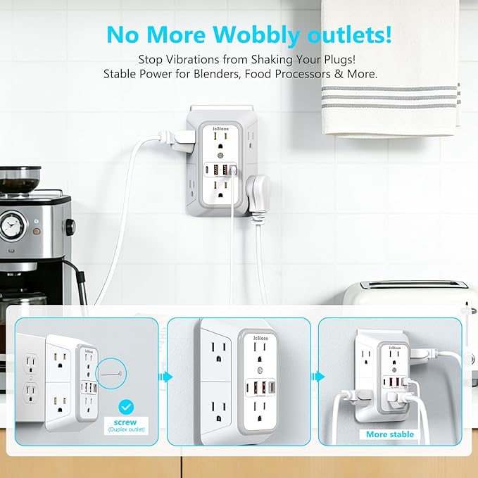 JcBlaon Multi Plug Outlet Surge Protector, Wall Charger - Image 5
