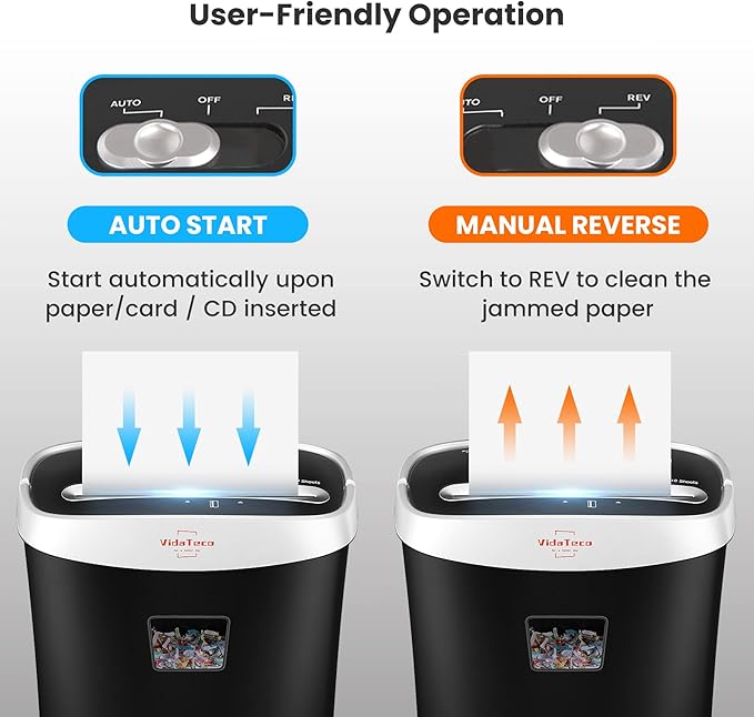 VidaTeco Paper Shredder for Home Office10-Sheet Cross-Cut Shredder - Image 7