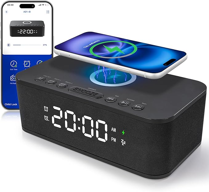 Dual Alarm Clock Radio Bedroom, Digital Alarm Clocks Bedrooms Bluetooth by FansbeDirect
