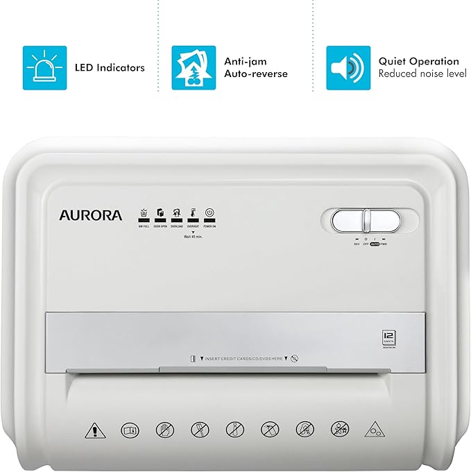 Aurora High-Security 12-Sheet Micro-Cut Paper/CD and Credit Card Shredder - Image 5