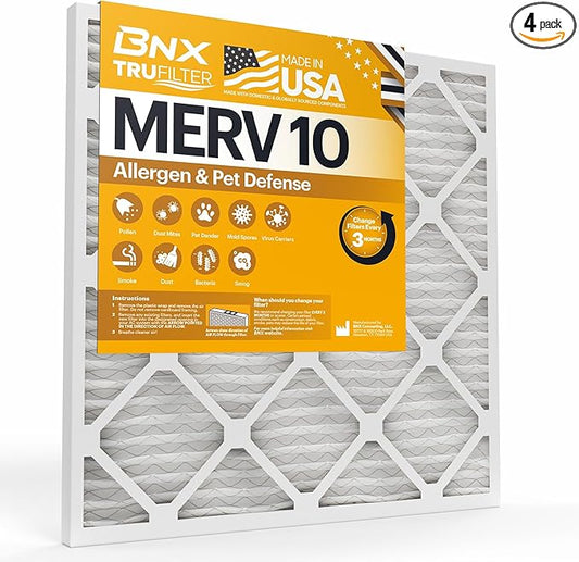 BNX TruFilter 20x25x1 MERV 10 AC Furnace Air Filter by BNX