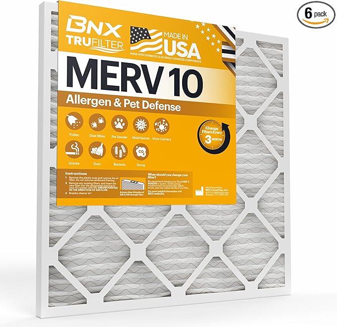 BNX TruFilter 20x25x1 MERV 10 AC Furnace Air Filter by BNX