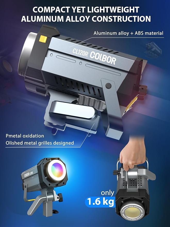 Video Light, COLBOR CL120R RGB 120W Continuous Lighting M/G Balance 2700~6500K - Image 5