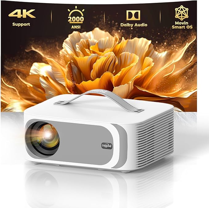 Outdoor-Projector-4k with WiFi and Bluetooth, 35W DoIby Audio, AI Auto Focus by Lisowod