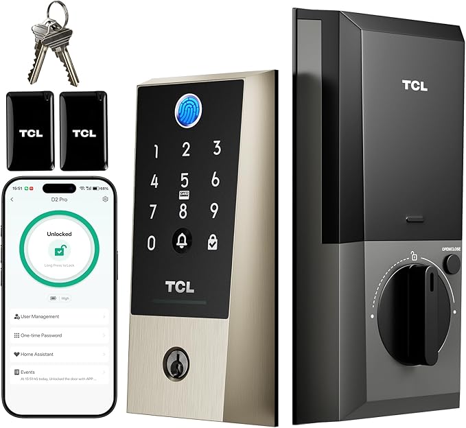 TCL D2 Plus Fingerprint Smart Lock, Wi-Fi Keyless Entry Door Lock, IP55 - Image 2