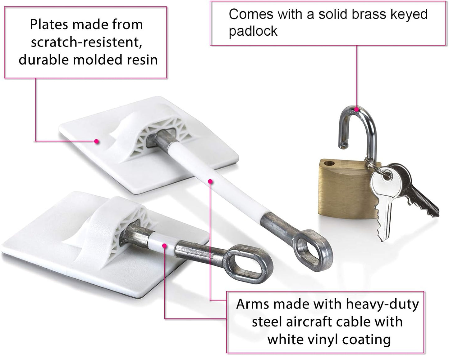 Refrigerator Door Lock with Padlock - White