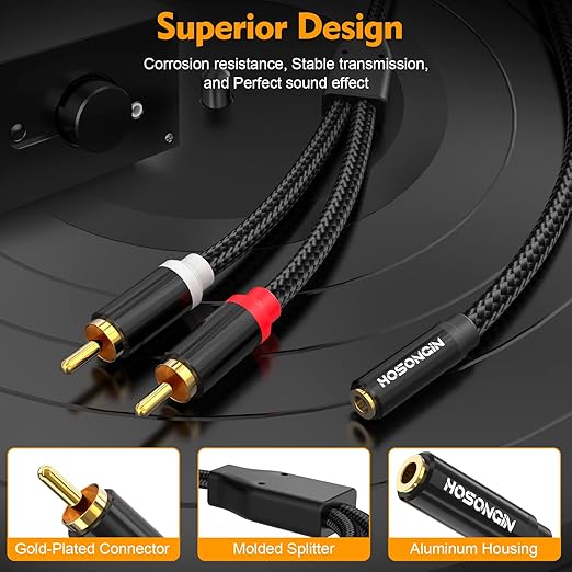 HOSONGIN RCA to 3.5mm Female Adapter 2 Pack - Image 4