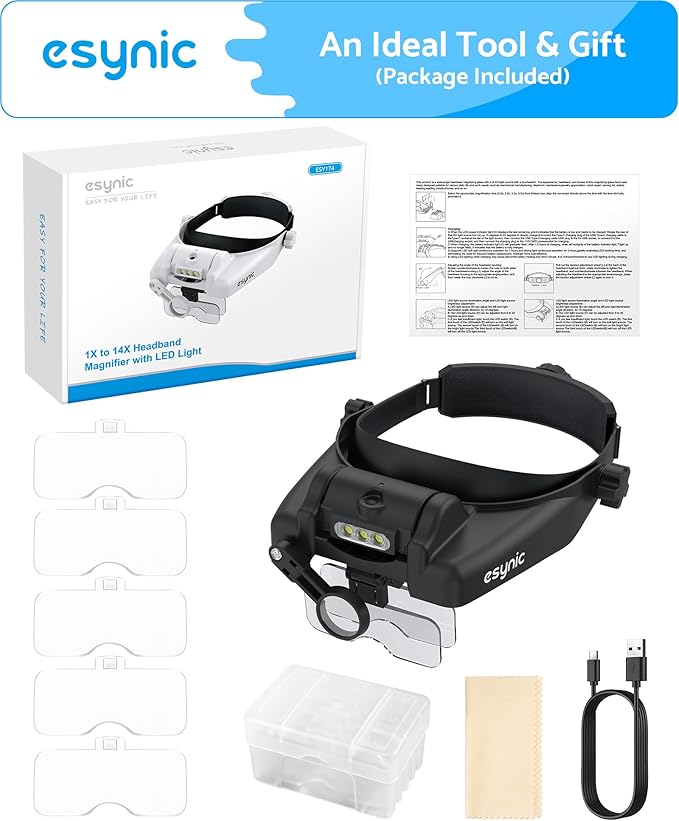 eSynic Type-C Rechargeable Magnifying Glasses Headset-Up to 14X Magnification-5 - Image 8
