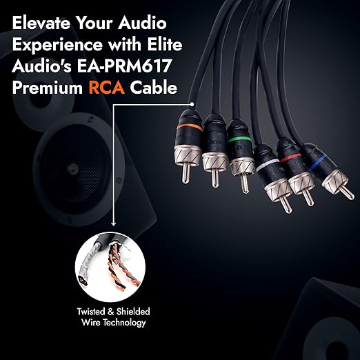 Elite Audio Premium Series 17ft. 6-Channel Car Audio RCA Cable – Double Shielded - Image 4