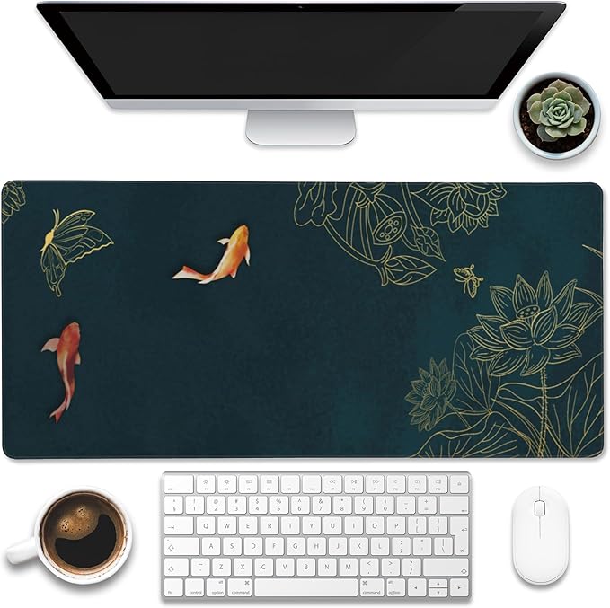 Eflxamz Large Gaming Mouse Pad, Koi Fish Ink Painting Desk Mat, Extended Big by Eflxamz