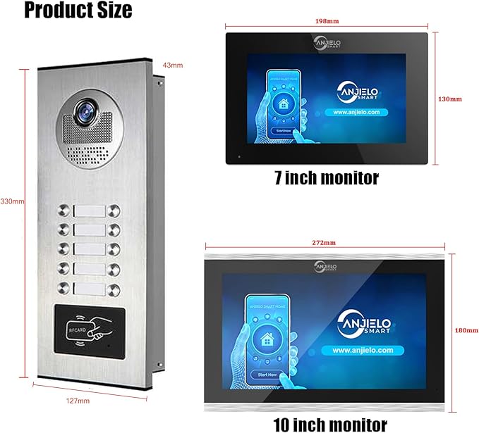 Wired Apartment Video Intercom System, 1080P HD Video Doorbell, Compatible - Image 3