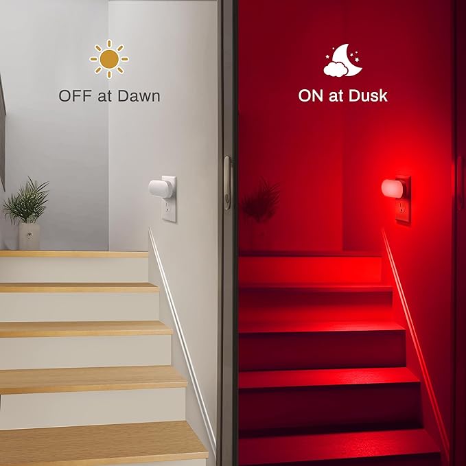 DORESshop Red Night Light, Auto On/Off, 0-100 LM Adjustable Brightness - Image 4