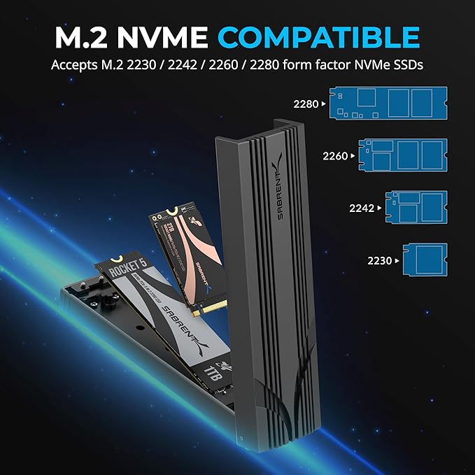 SABRENT USB C NVMe Enclosure, Tool-Free M.2 SSD Case - Image 7