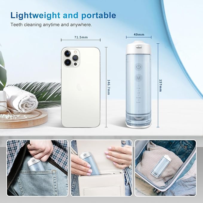 JNGOODS Mini Cordless Portable Water Flosser Oral Irrigator Water Teeth Cleaner - Image 7