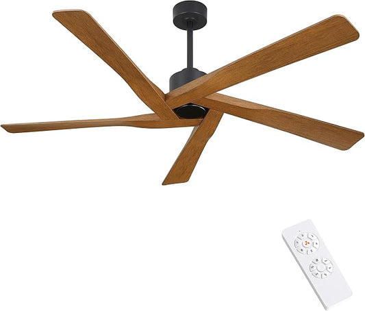 WINGBO 54" ABS DC Ceiling Fan No Light, 5 Blade Wood Grain ABS Ceiling Fan by HomePage