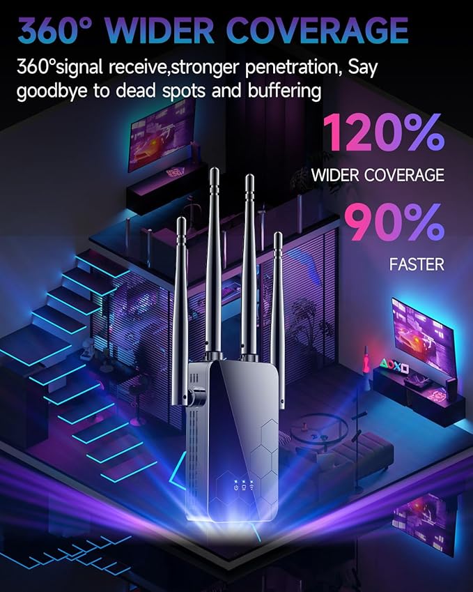 2026 WiFi Extender Internet Booster, 10000 Sq.ft Long Range Repeater Wireless - Image 3