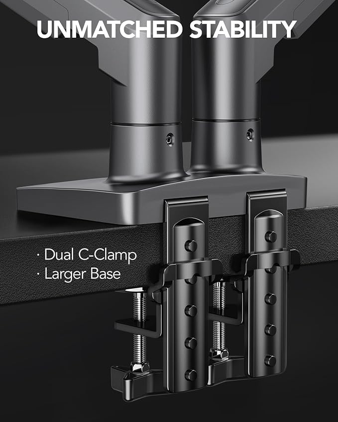 HUANUO Dual Monitor Stand, Fully Adjustable Monitor Desk Mount - Image 4