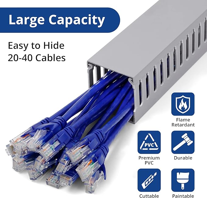 ZhiYo 2x2in Server Rack Cable Management, 6.6ft Cable Duct Cable Raceway Kit - Image 3