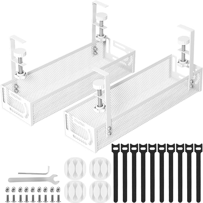 Cable Management, 2 Pack Cable Management Under Desk No Drill, Metal Cord by Unknown