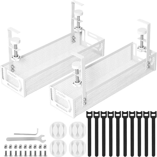 Cable Management, 2 Pack Cable Management Under Desk No Drill, Metal Cord by Unknown
