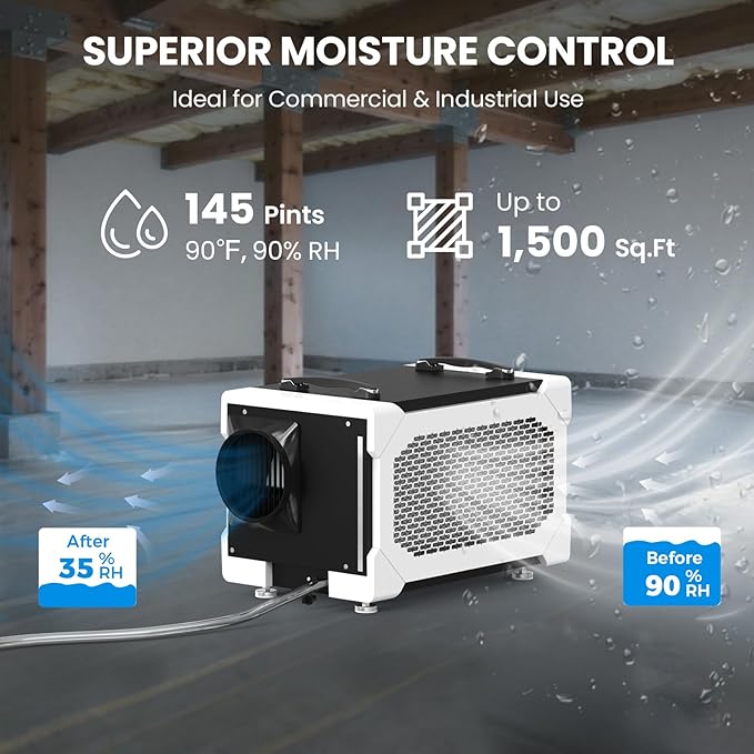 CADPXS Crawlspace Dehumidifier, 145 Pints Commercial-Grade Dehumidifier - Image 7