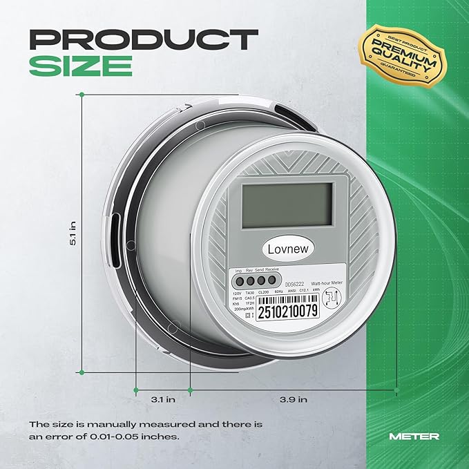 RV Digital Electric Meter, 120V 2 Wire kWh Watt Power Meter - Image 2