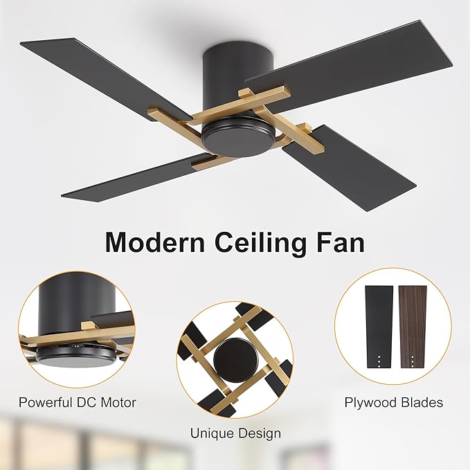 WINGBO 48 Inch Flush Mount Ceiling Fan without Light - Image 8
