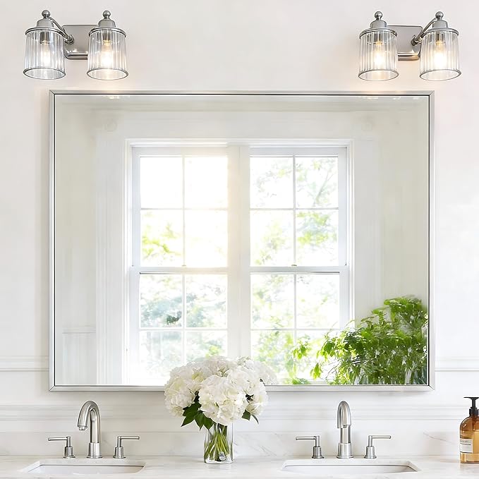 40x48inch Silver Bathroom Mirror, Large Rectangular Wall Mirrors by Welcometocofeny