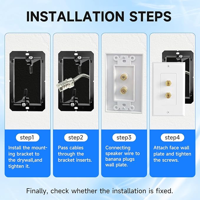 4 Pack Speaker Wall Plate with Low Voltage Mounting Bracket - Image 6