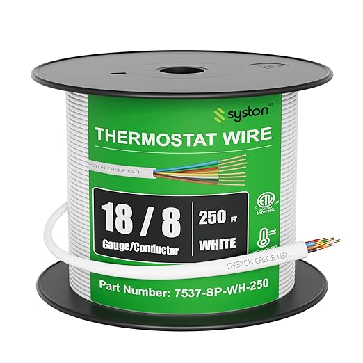 Syston 18/8 Thermostat Doorbell HVAC Heating Control Cable Wire, 100% Solid by SystonCableTechnology