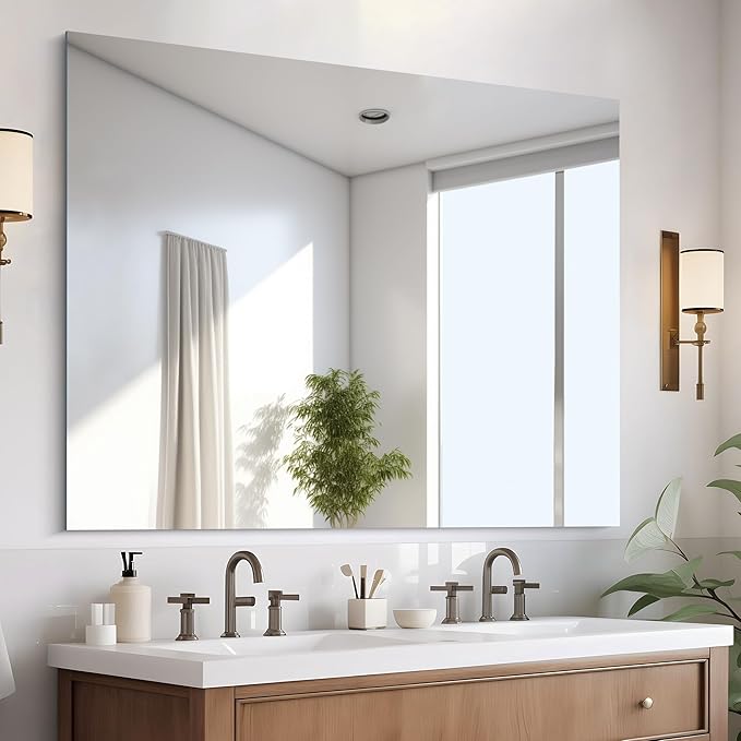 CILIBER Frameless Mirror, 40x48 Inch Large Bathroom Mirrors by CILIBER