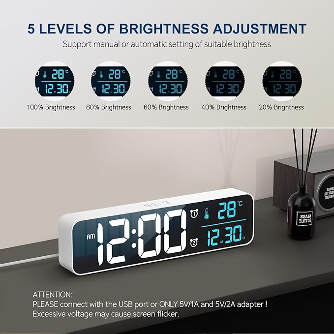 Hournor Digital Clock for Bedroom, Digital Wall Clock for Living Room Decor - Image 3