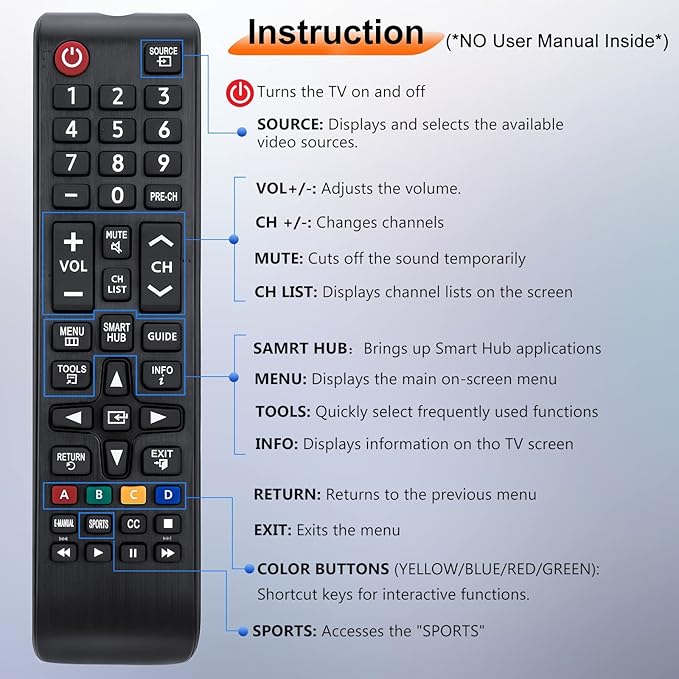 Universal for Samsung TV Remote Replacement, BN59-01301A for Samsung Smart TV - Image 6